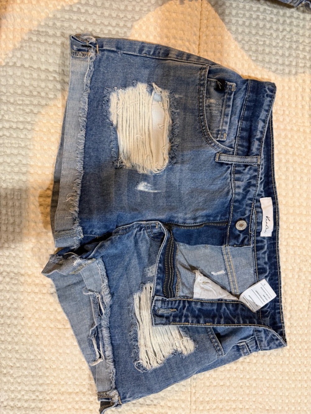 KanCan Blue Distressed Denim Jean Shorts